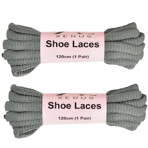 Grey Round Boot Laces 120cm: Hiking, Trekking, and Safety Shoelaces (2 Pair, 4mm Thick)