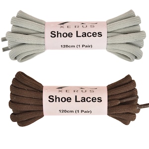 Round Boot Laces 4mm: Coffee & Grey Hiking Shoelaces - 120cm (2 Pair Pack)