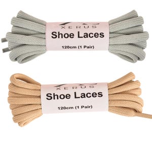 XERUS Shoe lace Beige Light Grey Round 120cm pack of 2pair 4mm Beige flat canvas sneakers Grey sports Hiking Boot Laces Trekkig Shoelaces