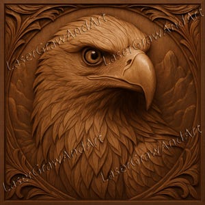 3D Eagle Head Laser Engraving File | PNG | Wood Carving Style | Wildlife Wall Art | Digital Download