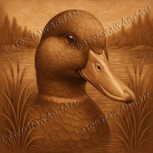 Duck Portrait Laser Engraving File | PNG | Mallard | Rustic Lake Scene | Wildlife Wall Art | Digital Download