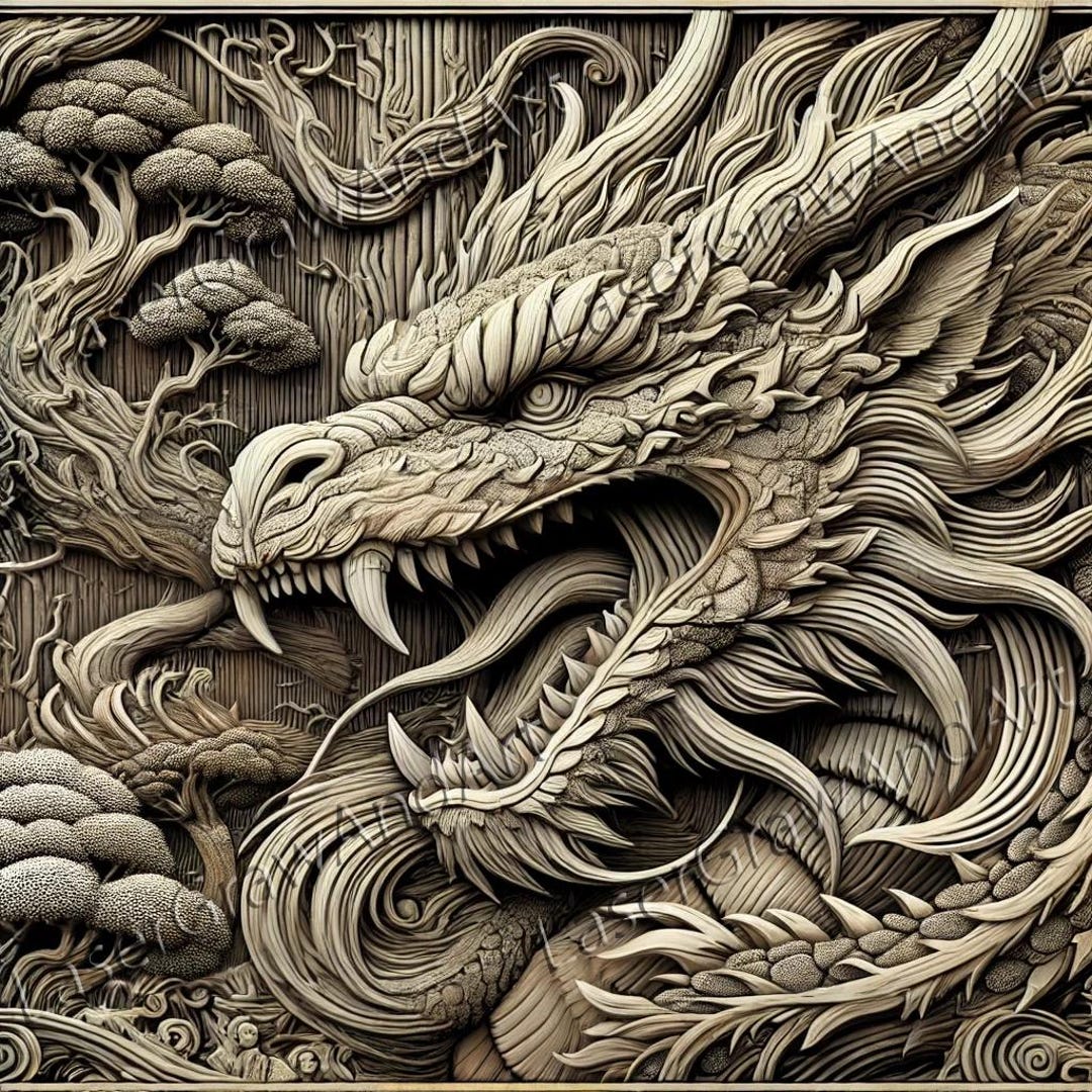 Dragon Portrait File | Plaque | Wall Art | Laser | 3D | Live Edge ...