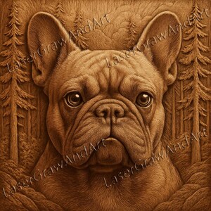 French Bulldog Laser Engraving File | PNG | Forest Background | Dog Wall Art | Digital File
