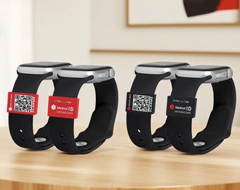 カスタム緊急IDセキュリティタグ、ウォッチバンドアラートIDタグ、刻印されたApple Watchセキュリティプレート、IwatchウォッチバンドQRコード医療アラート