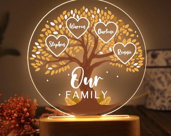 Name Night Light,3~10 Names Text,Bedside Lamp,Night Light,Bedroom Lamp,Night Light Lamp,Bedside Light,Gift For Mom,Home Decor,Family Gift