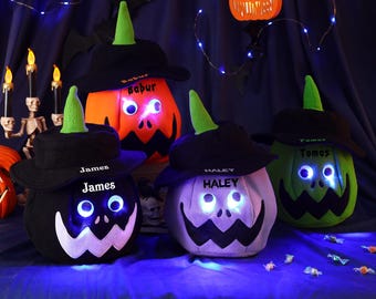 Halloween tote bag,Light up basket,Custom Halloween Candy Basket,Customized Pumpkin Tote Bag,Personalized Halloween Basket,Halloween Gift