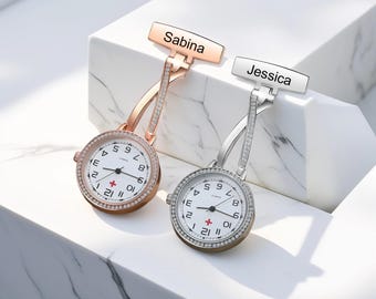 Reloj de enfermera con nombre, reloj clínico, llavero de bolsillo grabado, regalos para cuidadores, regalos para enfermeras, reloj de bolsillo para enfermeras, reloj de enfermeras, reloj de enfermera personalizado