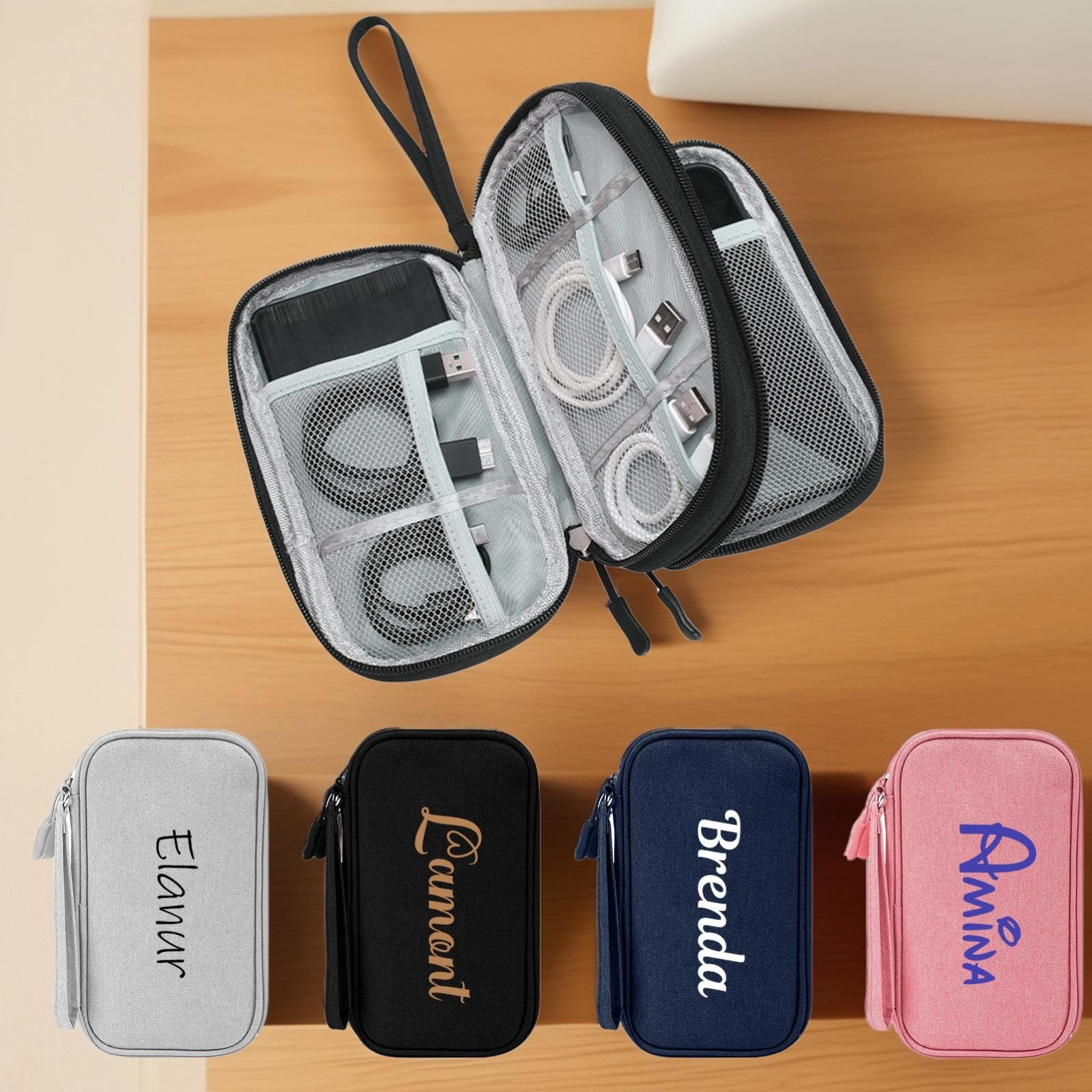 Lacdo Organizer Elettronico Da Viaggio, Borsa Custodia Per Cavi, Caricabatterie, Mouse, Disco Rigido, Adattatore, Grigio