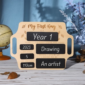 Personalized School Sign,Wooden First Day of School Sign,Back to School Photo Prop,Custom First & Last Day School Board,Milestone Sign