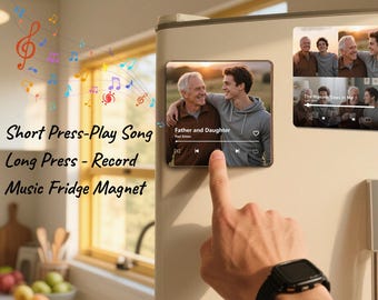 Recording Music Fridge Magnet,Custom Photo Magnet,Personalized Music Fridge Magnet,Father's Day Gifts,Anniversary Magnet,Engaged Gift