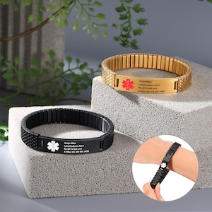 Elastic Medic Alert Bracelet,Medical Alert ID,Allergy Information,Medical Emergency ID,Diabetes Bracelet,Epilepsy Bracelet,Allergy Bracelet