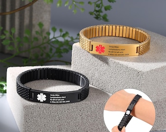 Elastic Medic Alert Bracelet,Medical Alert ID,Allergy Information,Medical Emergency ID,Diabetes Bracelet,Epilepsy Bracelet,Allergy Bracelet