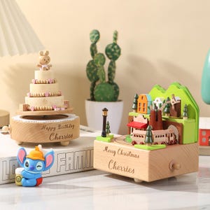 Caja de música giratoria, caja de música grabada, caja de música personalizada, caja de música de madera, caja de música personalizada, estuche de música, regalo de baby shower, regalos para niños, regalo para niños