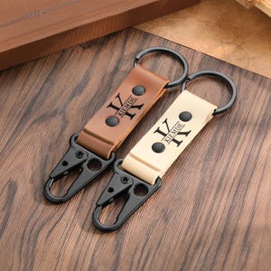 Porte-clés personnalisé en cuir, porte-clés, cadeau personnalisé, porte-clés en cuir clé tactique mousqueton militaire
