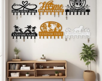 IJzeren sleutelhouder, naambordje, cadeau voor thuis, aangepast ijzeren bord, housewarmingcadeau, handgemaakte sleutelhaken, metalen sleutelhaak, gepersonaliseerde sleutelhouder