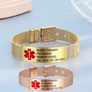 Gegraveerde ID-armband, medische ID-tag vrouwen, allergie-informatie, medic armband, ID-armband vrouwen, medisch alarm, medische armband, aangepaste medische
