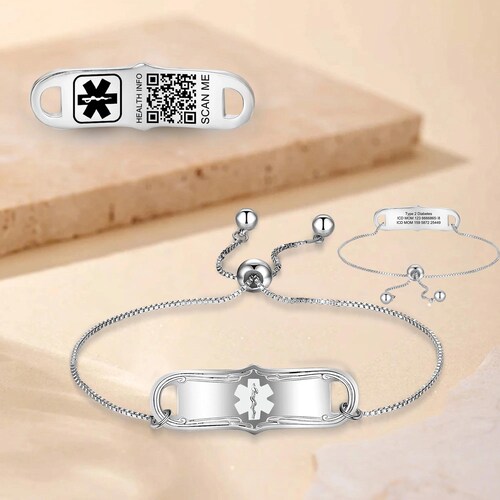 Benutzerdefinierte wasserdichte medizinische ID Armband, medizinisches Armband mit QR-Code, einstellbares medizinisches Armband, personalisierte medizinische Informationen mit QR-Code