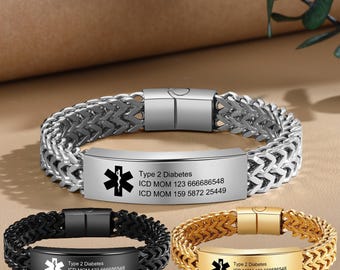 Custom Medical Bracelet,Personalised Medical Id Bracelet,Medical Alert For Parents,Allergy Bracelet,Emergency Bracelet,Engraved Medical Id