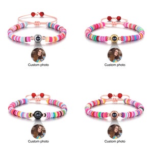 Gepersonaliseerde projectie-fotokralenarmband Terug naar school Cadeau voor haar fotoprojectiearmband Handgemaakt kleurrijk koord afbeelding 6