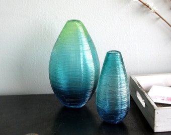 Shimmer Vases in Ombre Blues | Blown Glass Vase | Made in USA |The Furnace: a glassworks | Corey Silverman