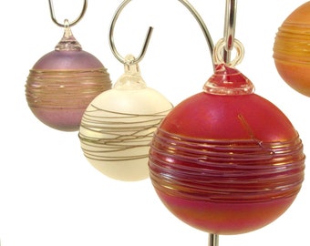 Shimmer Orbs SET of SIX | Blown Glass Ornaments | Holiday Decor |The Furnace: a glassworks | Corey Silverman