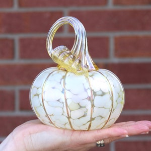 Ivory White Pumpkins Blown Glass Pumpkins multiple sizes/shapes Handmade in the USA The Furnace a glassworks Corey Silverman image 2