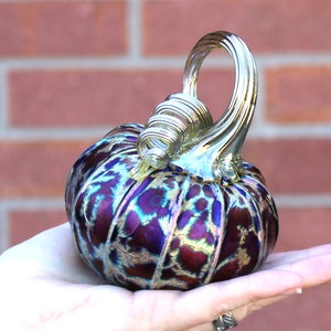 Midnight (Purple + Gold) Pumpkins - Blown Glass - multiple sizes/shapes | Handmade in the USA |The Furnace a glassworks | Corey Silverman