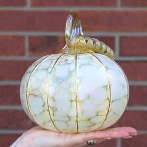 Ivory White Pumpkins Blown Glass Pumpkins multiple sizes/shapes Handmade in the USA The Furnace a glassworks Corey Silverman Large Regular