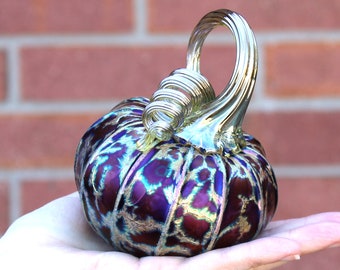 Midnight (Purple + Gold) Pumpkins - Blown Glass - multiple sizes/shapes | Handmade in the USA |The Furnace a glassworks | Corey Silverman