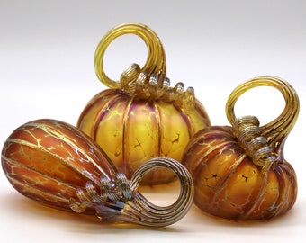 SETS: Gold Ruby Pumpkin Sets - Blown Glass - multiple sets |The Furnace a glassworks | Corey Silverman