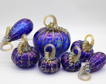 SETS: Cobalt Blue Pumpkin Sets - Blown Glass - multiple configurations |The Furnace a glassworks | Corey Silverman