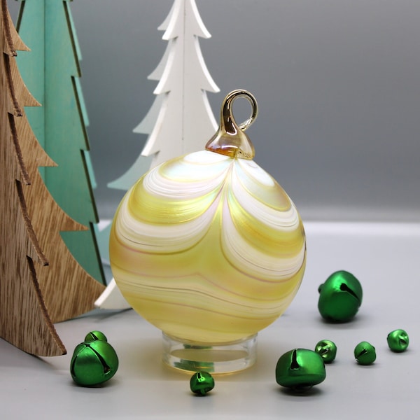 Ribbon Ornaments | Blown Glass Orbs | The Furnace: a glassworks | Artist Corey Silverman