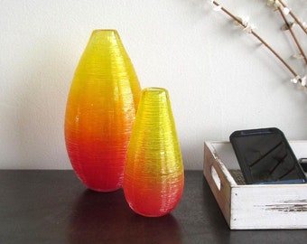 Shimmer Vases in Bright Yellow and Red | Blown Glass Vases | Handmade in USA |The Furnace: a glassworks | Corey Silverman