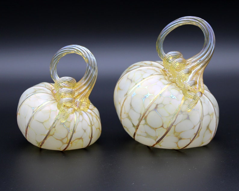 Ivory White Pumpkins Blown Glass Pumpkins multiple sizes/shapes Handmade in the USA The Furnace a glassworks Corey Silverman image 9