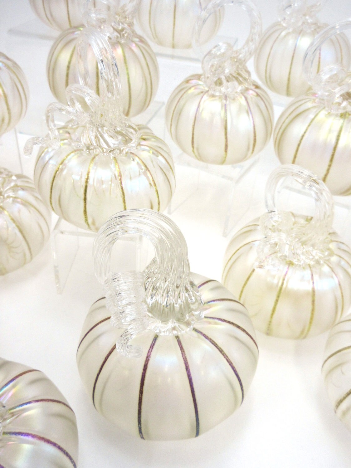 Cinderella Glass Pumpkins frosted clear small glass | Etsy