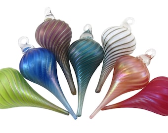 Drop Ornaments-SET of 7 | Blown Glass Ornaments | Holiday Decor |The Furnace: a glassworks | Corey Silverman