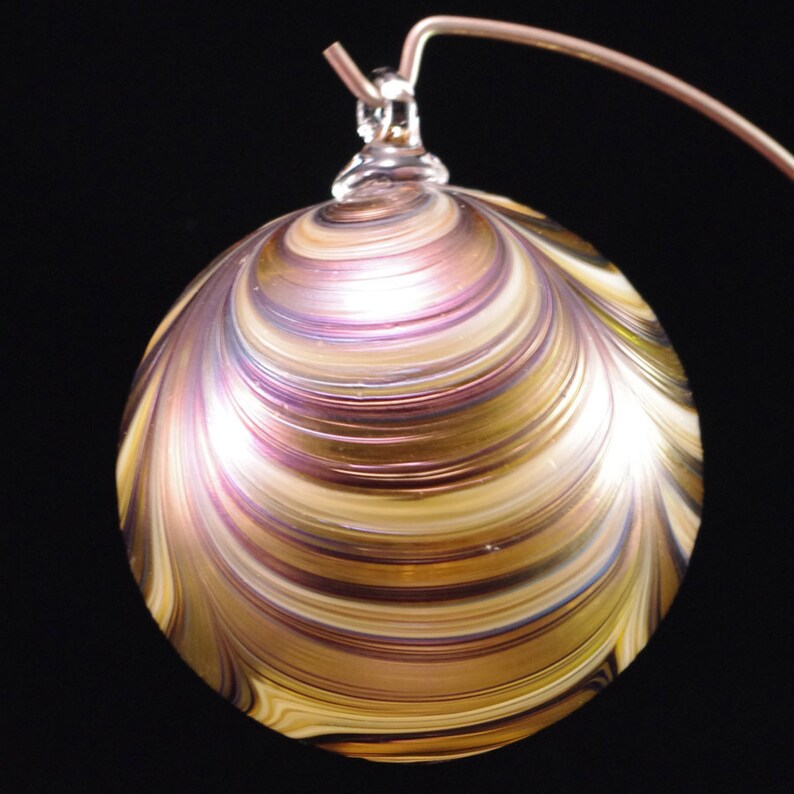 Blown Glass Ornament Ribbon Pattern in Splash of Gold Etsy
