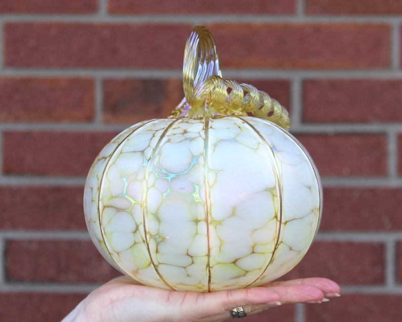 Ivory White Pumpkins Blown Glass Pumpkins multiple sizes/shapes Handmade in the USA The Furnace a glassworks Corey Silverman image 1