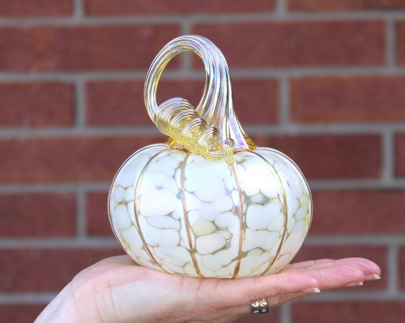 Ivory White Pumpkins Blown Glass Pumpkins multiple sizes/shapes Handmade in the USA The Furnace a glassworks Corey Silverman image 2