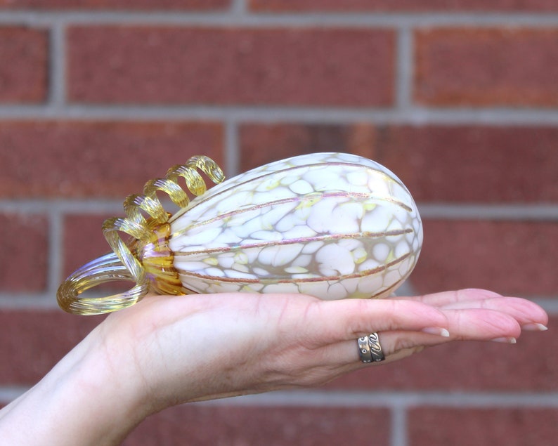 Ivory White Pumpkins Blown Glass Pumpkins multiple sizes/shapes Handmade in the USA The Furnace a glassworks Corey Silverman image 5