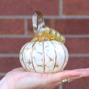 Ivory White Pumpkins Blown Glass Pumpkins multiple sizes/shapes Handmade in the USA The Furnace a glassworks Corey Silverman Small Regular