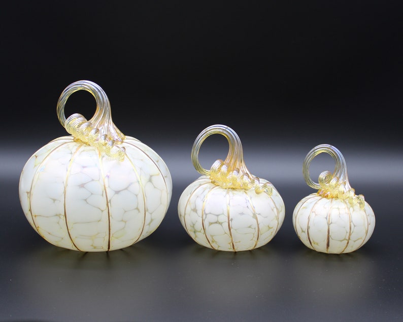 Ivory White Pumpkins Blown Glass Pumpkins multiple sizes/shapes Handmade in the USA The Furnace a glassworks Corey Silverman image 8