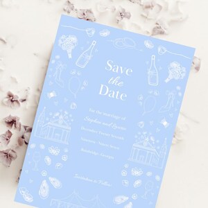 Handgetekende bruiloft-save-the-date-kaart – aanpasbare tekst