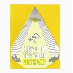 Carte typographique d'anniversaire de vache sacrée