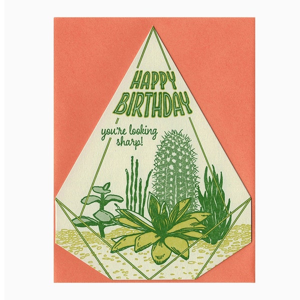 terrarium birthday letterpress card
