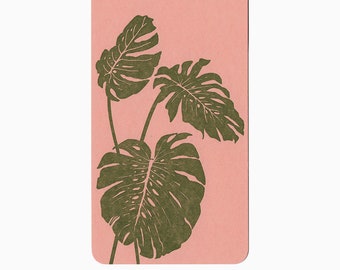 monstera letterpress jotter notepad