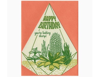 terrarium birthday letterpress card