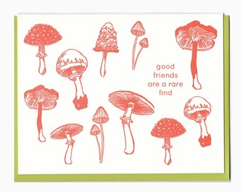 letterpress mushrooms friend card