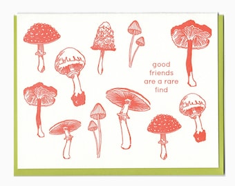 letterpress mushrooms friend card