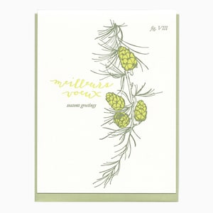 letterpress season&#39;s greetings larch card